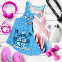 Fiji Custom Personalised Women's Racerback Tank - Fiji Flag Blue - Polynesian Pride
