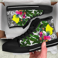 Palau High Top Shoes White - Turtle Plumeria Banana Leaf - Polynesian Pride