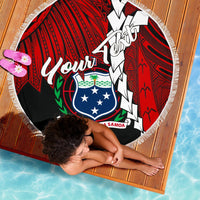 Samoa Polynesian Custom Personalised Beach Blanket - Tribal Wave Tattoo Flag Color - Polynesian Pride