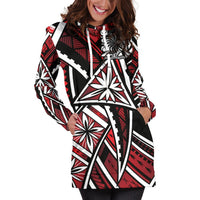New Caledonia Women's Hoodie Dress - Tribal Flower Special Pattern Red Color - Polynesian Pride
