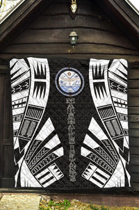 Marshall Islands Premium Quilt - Marshall Islands Seal Polynesian White Tattoo - Polynesian Pride