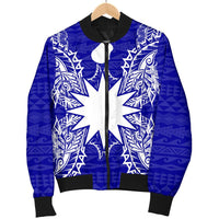 Nauru Polynesian Men's Bomber Jacket Map Blue - Polynesian Pride