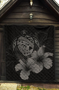 Hawaii Hibiscus Premium Quilt - Turtle Map - Gray AH - Polynesian Pride