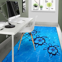 Turtle Hibiscus Swim In Sea Area Rug AH - Polynesian Pride