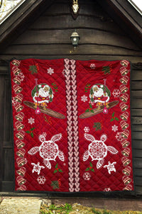 Hawaii Turtle Santa Claus Pattern Christmas Premium Quilt - San Style - AH - Polynesian Pride