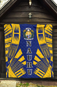 Nauru Premium Quilt - Nauru Coat Of Arms Polynesian Yellow Tattoo - Polynesian Pride