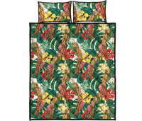 Hawaii Quilt Bed Set Tropical Leaves Flowers And Birds Floral jungle AH - Polynesian Pride