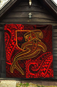 Fiji Premium Quilt - Red Shark Polynesian Tattoo - Polynesian Pride