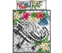 Kosrae Polynesian Quilt Bed Set - Summer Plumeria (White) - Polynesian Pride