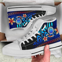 CNMI High Top Shoes Blue - Vintage Tribal Mountain - Polynesian Pride