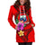 Samoa Polynesian Women's Hoodie Dress - Floral With Seal Red - Polynesian Pride
