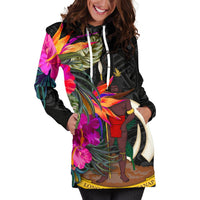 Vanuatu Women's Hoodie Dress - Hibiscus Polynesian Pattern - Polynesian Pride