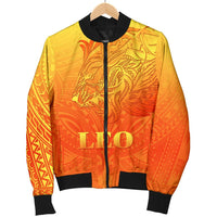 Sun In Leo Zodiac Men Bomber Jacket Polynesian Tattoo Simple - Orange - Polynesian Pride