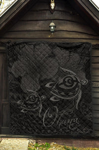 Hawaii Turtle Ohana Hibiscus Poly Premium Quilt Gray - Polynesian Pride