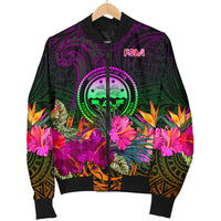 Federated States of Micronesia Men's Bomber Jacket - Summer Hibiscus - Polynesian Pride