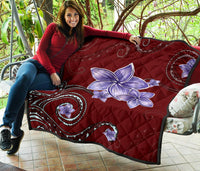 Plumeria Violet Polynesia Red Premium Quilt - Polynesian Pride