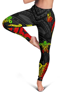 New Caledonia Women's Leggings - Reggae Tentacle Turtle - Polynesian Pride