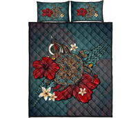 Vanuatu Quilt Bed Set - Blue Turtle Tribal No Universal Fit Black - Polynesian Pride