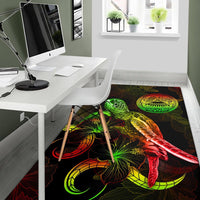 American Samoa Polynesian Area Rugs - Turtle With Blooming Hibiscus Reggae - Polynesian Pride