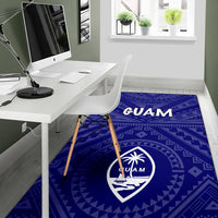 Guam Area Rug - Guam Seal With Polynesian Tattoo Style (Blue) - Polynesian Pride