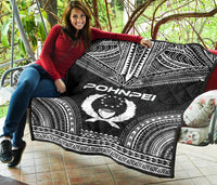Pohnpei Premium Quilt - Pohnpie Flag Polynesian Chief Black Version - Polynesian Pride