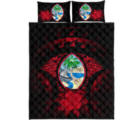 Guam Polynesian Quilt Bed Set Hibiscus Red - Polynesian Pride