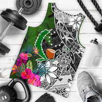Pohnpei Men Tank Top - Turtle Plumeria Banana Leaf Black - Polynesian Pride