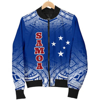 Samoa Women's Bomber Jacket - Polynesian Fog Blue - Polynesian Pride
