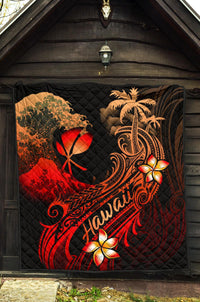 Hawaii Polynesian Premium Quilt - Plumeria Flowers And Waves - Polynesian Pride