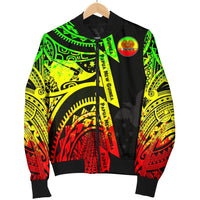 Polynesian Guinea Men's Bomber Jacket - Moana Maui Tattoo With Coat Of Arm Guinea Reggae - Polynesian Pride