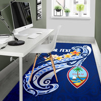 Guam Personalised Area Rug - Guam Seal Polynesian Patterns Plumeria (Blue) - Polynesian Pride