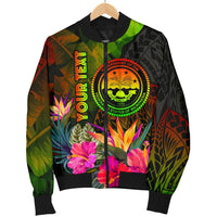 Federated States of Micronesia Polynesian Personalised Bomber Jackets - Hibiscus and Banana Leaves - Polynesian Pride