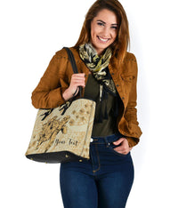 Personalized - Hawaii Turtle Polynesian Small Leather Tote Bag - Beige - Polynesian Pride