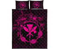 Hawaii Kanaka Turtle Hibiscus Polynesian Quilt Bed Set - Anthea Style Pink - Polynesian Pride