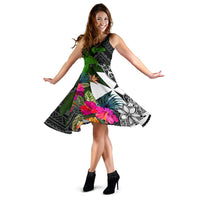Wallis and Futuna Midi Dress - Turtle Plumeria Banana Leaf - Polynesian Pride