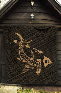 Hawaii Shark Gold Polynesian Premium Quilt - Polynesian Pride