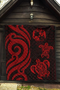 Tonga Polynesian Premium Quilt - Red Tentacle Turtle - Polynesian Pride
