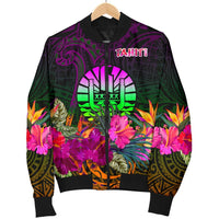 Tahiti Men's Bomber Jacket - Summer Hibiscus - Polynesian Pride