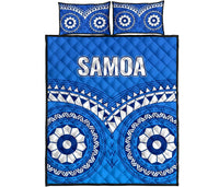 Samoa Quilt Bed Set - Samoa Tribal Pattern Blue - Polynesian Pride