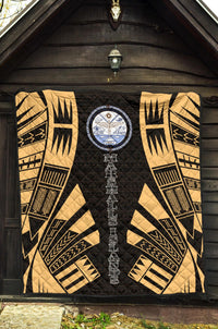 Marshall Islands Premium Quilt - Marshall Islands Seal Polynesian Gold Tattoo - Polynesian Pride