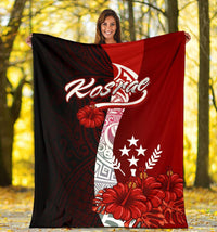 Kosrae Micronesia Premium Blanket - Coat Of Arm With Hibiscus - Polynesian Pride