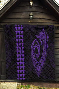 Hawaii Kakau Makau Fish Hook Polynesian Premium Quilt - Purple - Polynesian Pride