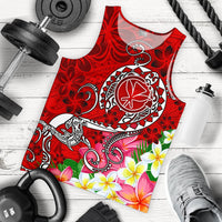 Hawaii Men's Tank Top - Turtle Plumeria Polynesian Tattoo Red Color Red - Polynesian Pride