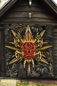 Hawaii Turtle Polynesian Tropical Gold Premium Quilt - Alone Style - AH - Polynesian Pride