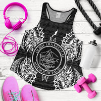 Palau Polynesian Women Tank Top Map Black - Polynesian Pride