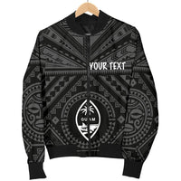 Guam Personalised Men's Bomber Jacket - Guam Seal With Polynesian Tattoo Style (Black) - Polynesian Pride