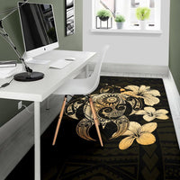 Hibiscus Plumeria Mix Polynesian Turtle Area Rug AH - Polynesian Pride
