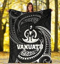 Vanuatu Polynesian Premium Blanket - White Tribal Wave - Polynesian Pride