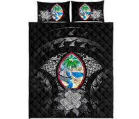 Guam Polynesian Quilt Bed Set Hibiscus Gray - Polynesian Pride
