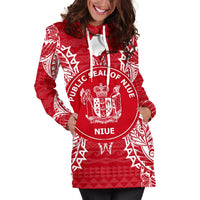 Niue Polynesian Hoodie Dress Map Red White - Polynesian Pride